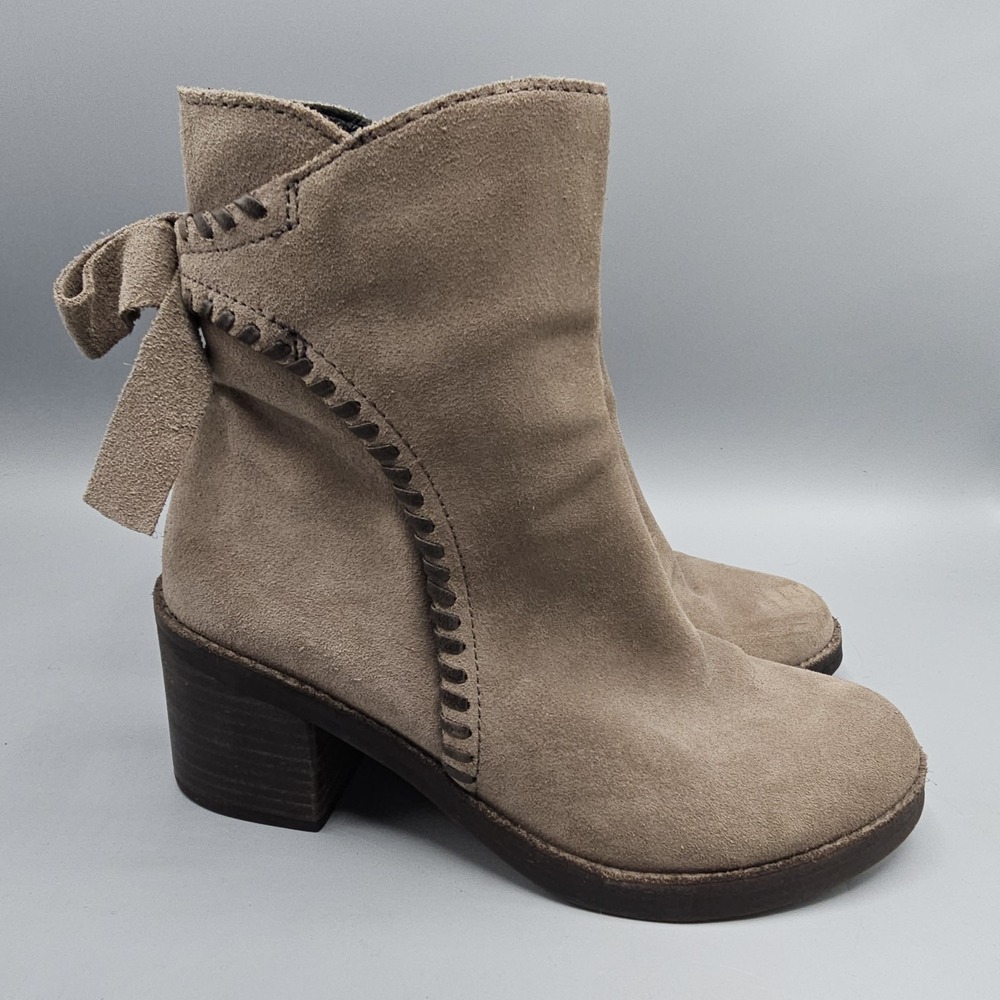 Ugg Fraise Whipstitch Inside Zip Bow Suede Boots 1018783 Size 6.5 Brown